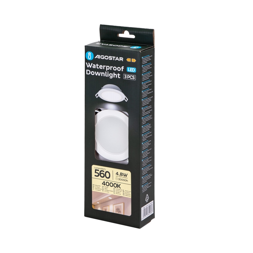 Aigostar - SET 3x Lámpara empotrable de exterior LED LED/4,8W/230V 4000K IP65 blanco