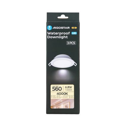 Aigostar - SET 3x Lámpara empotrable de exterior LED LED/4,8W/230V 4000K IP65 blanco