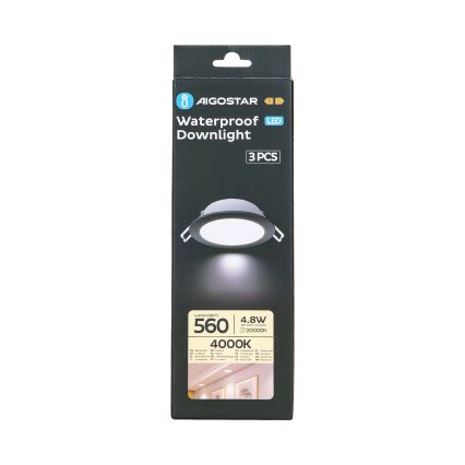 Aigostar - SET 3x Lámpara empotrable de exterior LED LED/4,8W/230V 4000K IP65 negro