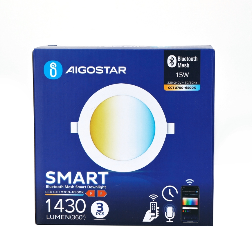 Aigostar - SET 3x Lámpara empotrable LED regulable MESH LED/15W/230V 2700K-6500K diá. 17cm