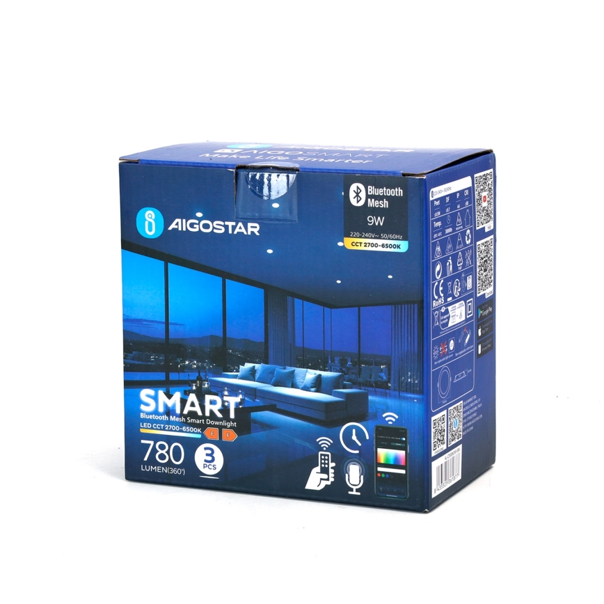 Aigostar - SET 3x Lámpara empotrable LED regulable MESH LED/9W/230V 2700K-6500K diá. 14,5 cm