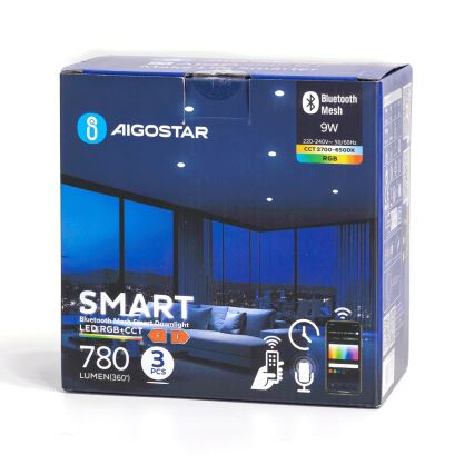 Aigostar - SET 3x LED RGB Lámpara empotrable regulable MESH LED/9W/230V 2700K-6500K diá. 14,5cm
