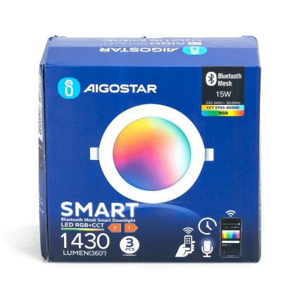 Aigostar - SET 3x LED RGBW Lámpara empotrable regulable MESH LED/15W/230V 2700K-6500K diá. 17cm