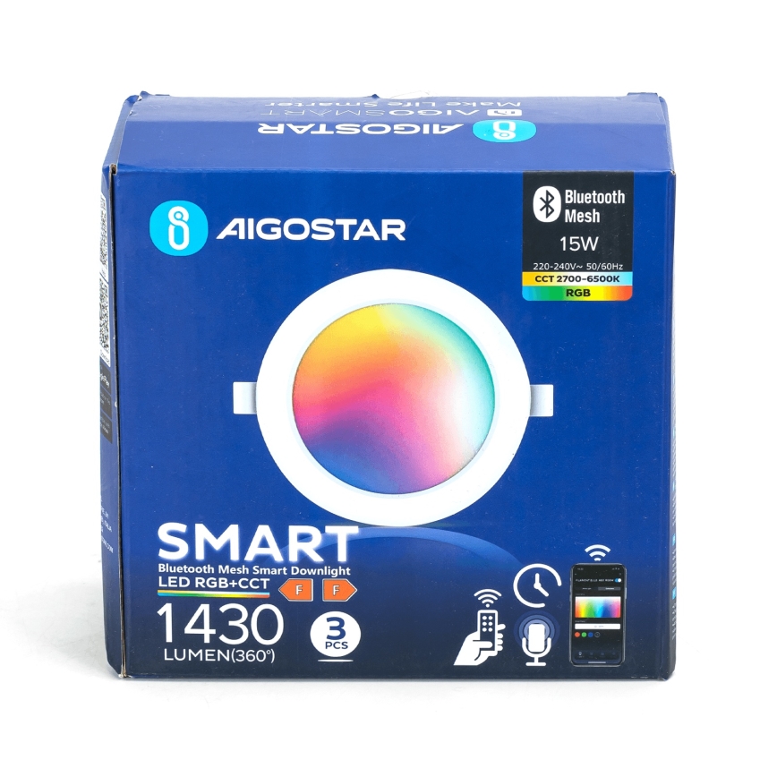 Aigostar - SET 3x LED RGBW Lámpara empotrable regulable MESH LED/15W/230V 2700K-6500K diá. 17cm