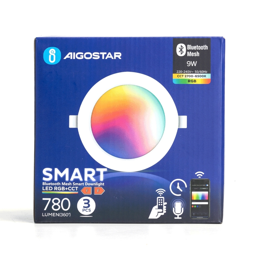 Aigostar - SET 3x LED RGBW Lámpara empotrable regulable MESH LED/9W/230V 2700K-6500K diá. 14,5cm