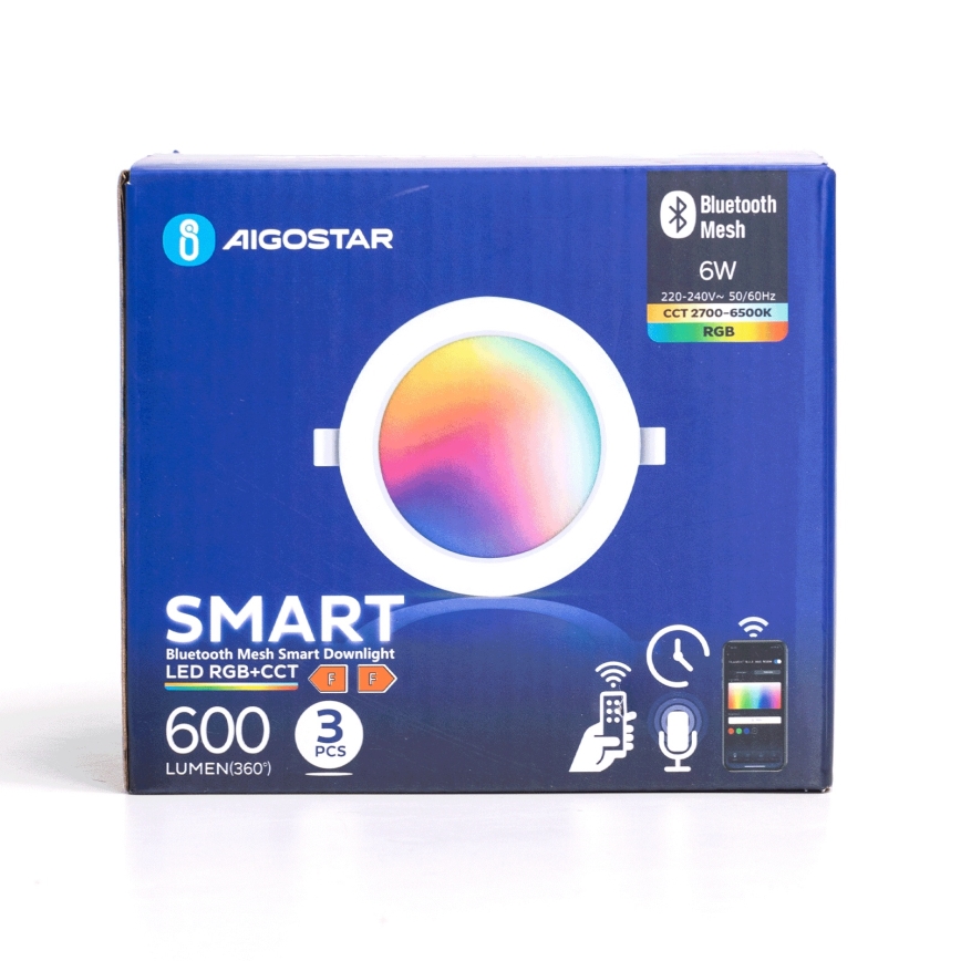 Aigostar - SET 3 x LED RGBW Lámpara empotrable regulable MESH LED/6W/230V 2700K-6500K diá. 11,5cm