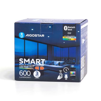 Aigostar - SET 3 x LED RGBW Lámpara empotrable regulable MESH LED/6W/230V 2700K-6500K diá. 11,5cm