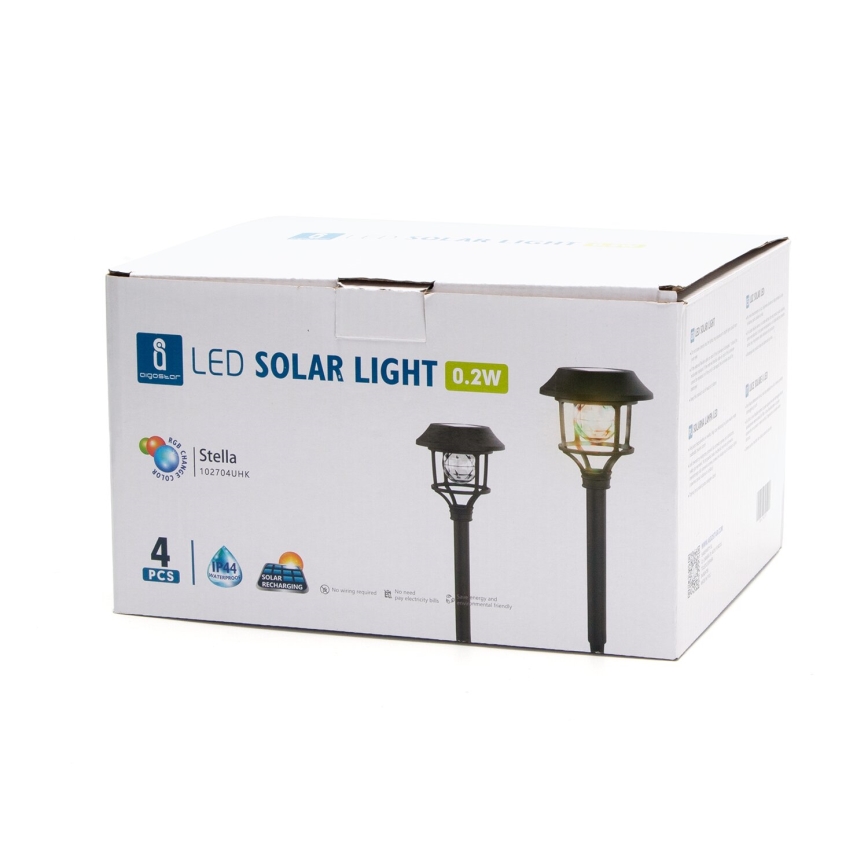 Aigostar - SET 4x Lámpara solar LED RGB LED/0,2W/2V 40 mAh IP44