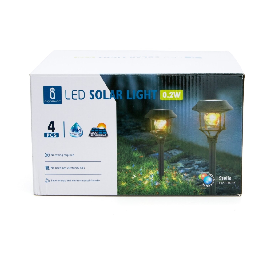 Aigostar - SET 4x Lámpara solar LED RGB LED/0,2W/2V 40 mAh IP44