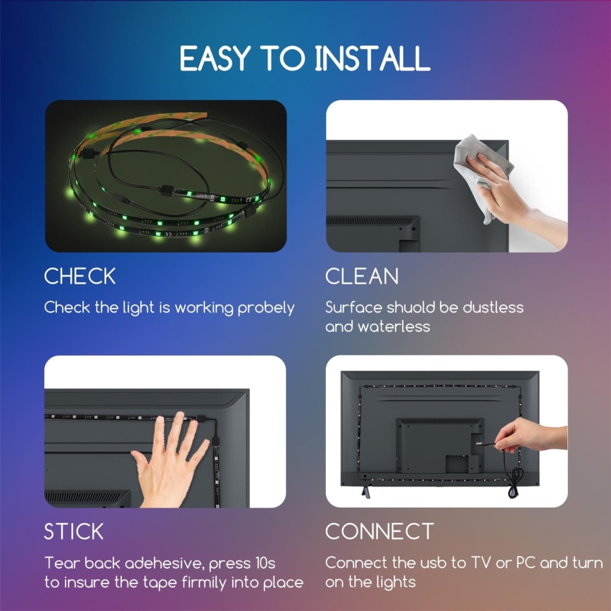 Aigostar - SET 4x LED RGB Cinta regulable 0,5m LED/2,5W/5V IP65 + CR