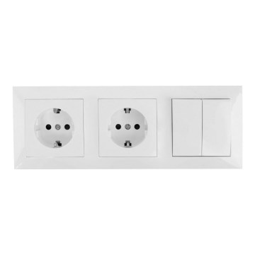 Aigostar - SET de 2 enchufes con interruptor 2x16A/250V SCHUKO