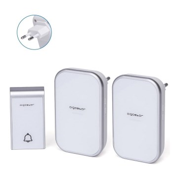 Aigostar - SET de 2 timbres inalámbricos para enchufe 230V/12V IP44 blanco