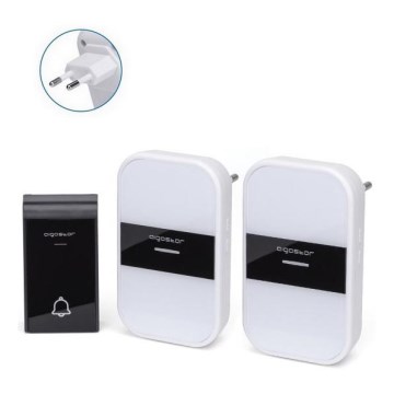 Aigostar - SET de 2 timbres inalámbricos para enchufe 230V/12V IP44 blanco/negro