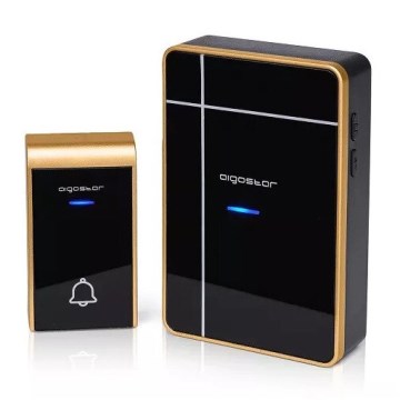 Aigostar - Timbre inalámbrico 3xAA/12V IP44 negro/cobre