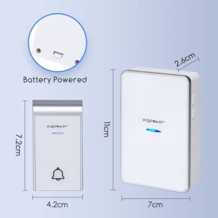 Aigostar - Timbre inalámbrico 3xAA IP44 blanco/plata