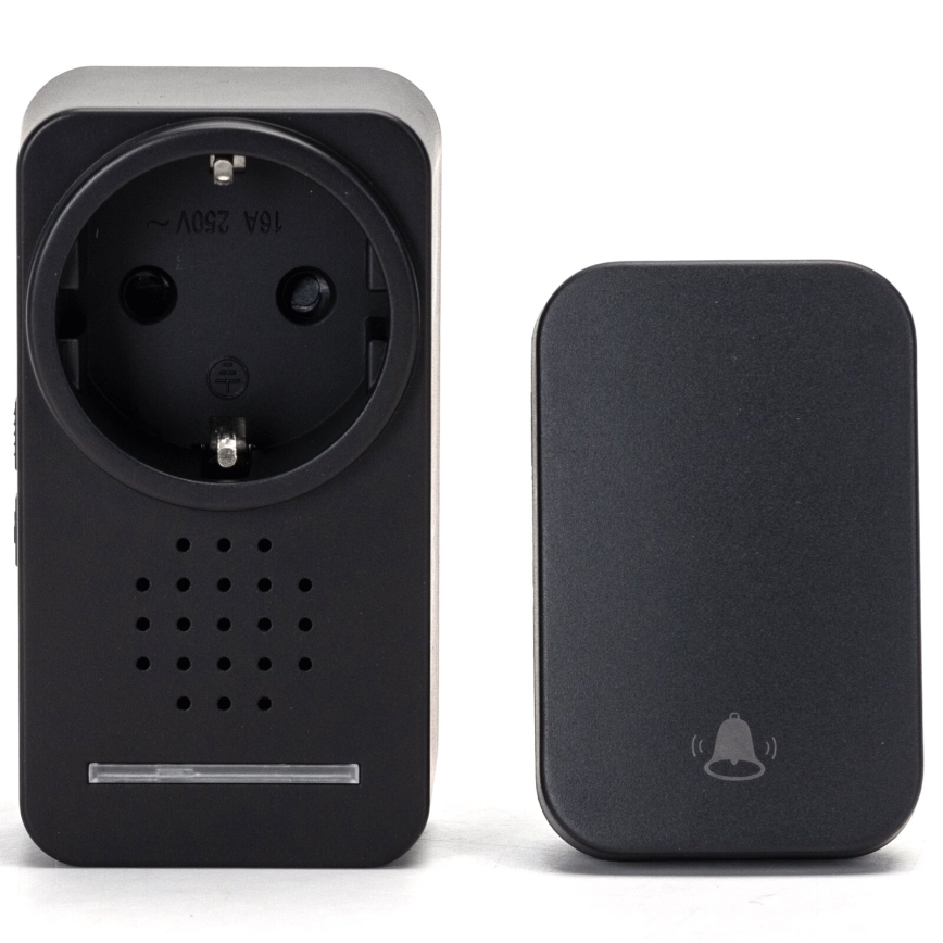 Aigostar - Timbre inalámbrico con enchufe integrado 1Z 230V IPX4 negro
