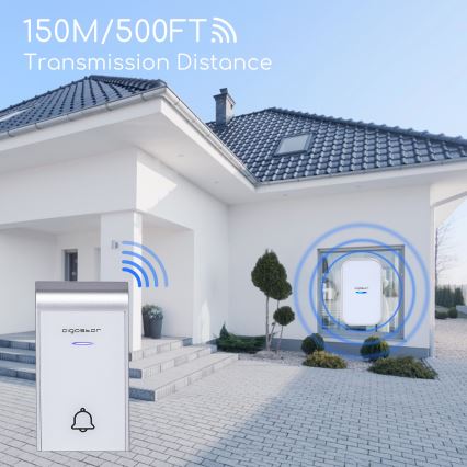 Aigostar - Timbre inalámbrico con enchufe integrado 230V IP44 blanco
