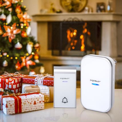 Aigostar - Timbre inalámbrico con enchufe integrado 230V IP44 blanco