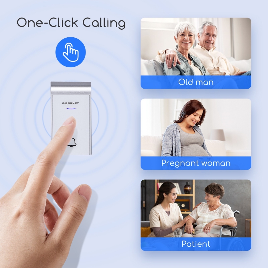 Aigostar - Timbre inalámbrico para enchufe 230V/12V IP44 blanco