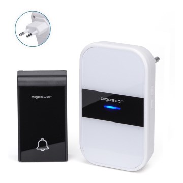 Aigostar - Timbre inalámbrico para enchufe 230V/12V IP44 blanco/negro