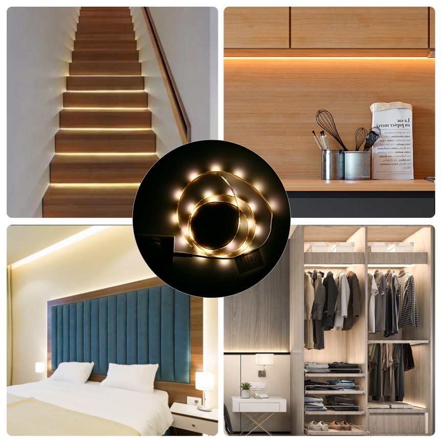 Aigostar - Tira LED regulable con sensor 1m LED/2W/4xAAA 3000K IP65