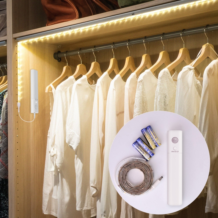 Aigostar - Tira LED regulable con sensor 1m LED/2W/4xAAA 3000K IP65