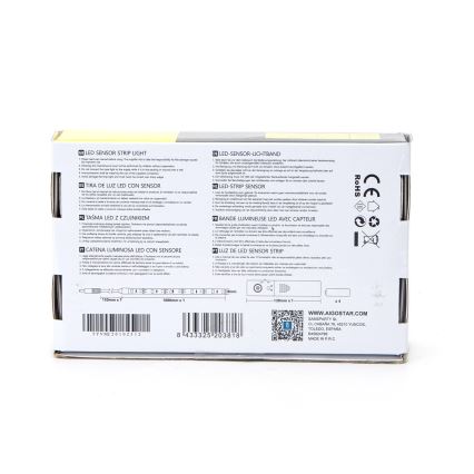 Aigostar - Tira LED regulable con sensor 1m LED/2W/4xAAA 3000K IP65