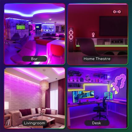Aigostar - Tira LED RGB regulable para exterior 3m LED/24W/12/230V IP65 + mando a distancia