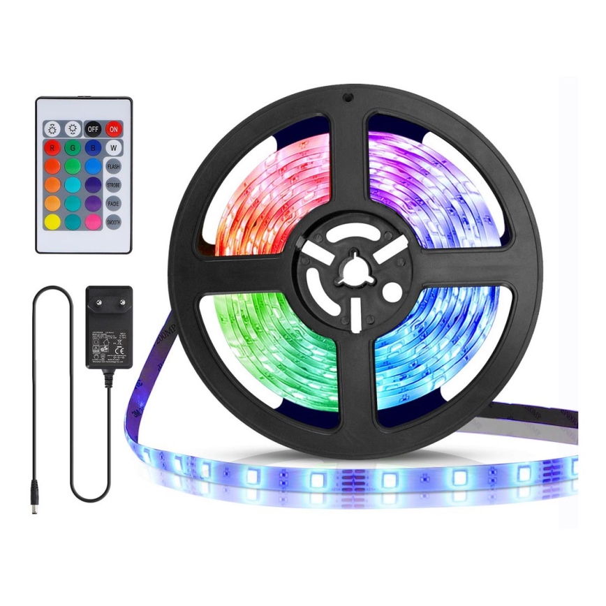 Aigostar - Tira LED RGB regulable 5m LED/24W/12/230V IP65 + control remoto