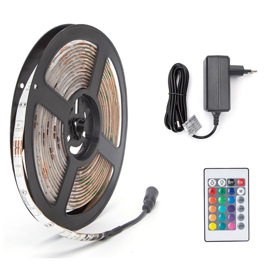 Aigostar - Tira LED RGB regulable 5m LED/24W/12/230V IP65 + control remoto