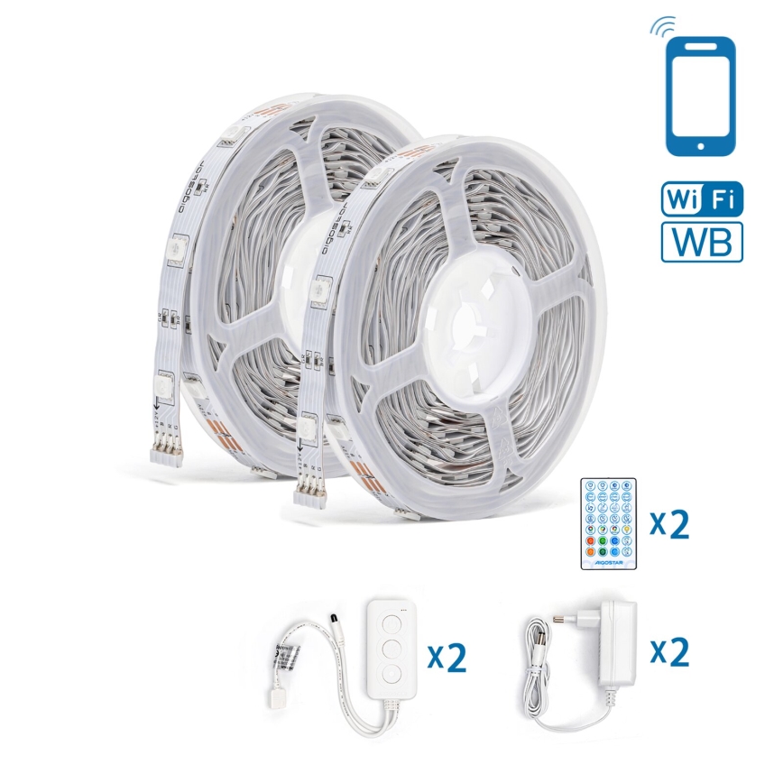 Aigostar - Tira LED RGBW regulable LED/18W/12V 2x5 m Wi-Fi