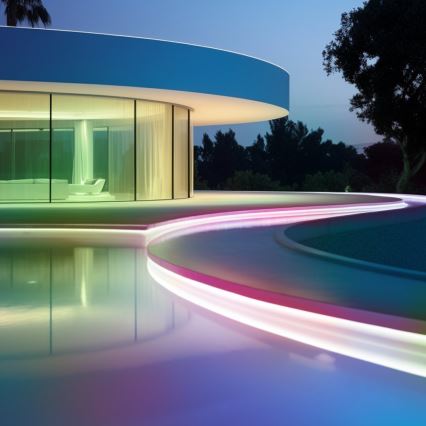 Aigostar - Tira solar LED RGB regulable LED/1,6W/3,2V 3+2m IP65 1800 mAh + mando a distancia