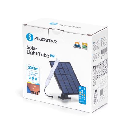 Aigostar - LED Regulable tubo con panel sol. LED/3,2V 3000K/4000K/6500K IP65 5000 mAh + control remoto