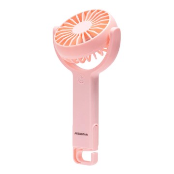 Aigostar - Ventilador de bolsillo recargable 4,5W/3,7V 1200mAh USB rosa