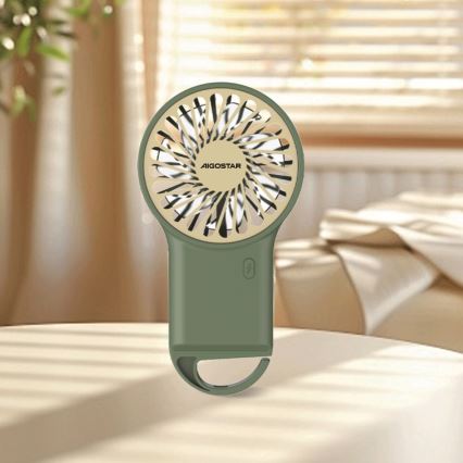 Aigostar - Ventilador de bolsillo recargable 4 W / 5 V, 500 mAh, USB, verde