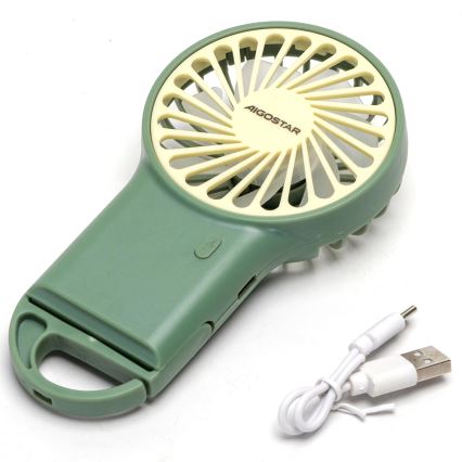 Aigostar - Ventilador de bolsillo recargable 4 W / 5 V, 500 mAh, USB, verde