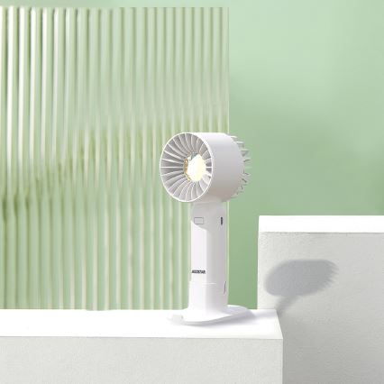 Aigostar - Ventilador de bolsillo recargable 4W/5V 500mAh USB blanco