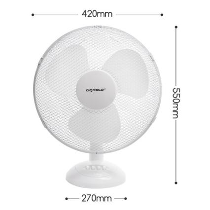 Aigostar - Ventilador de mesa 45W/230V 34 cm blanco