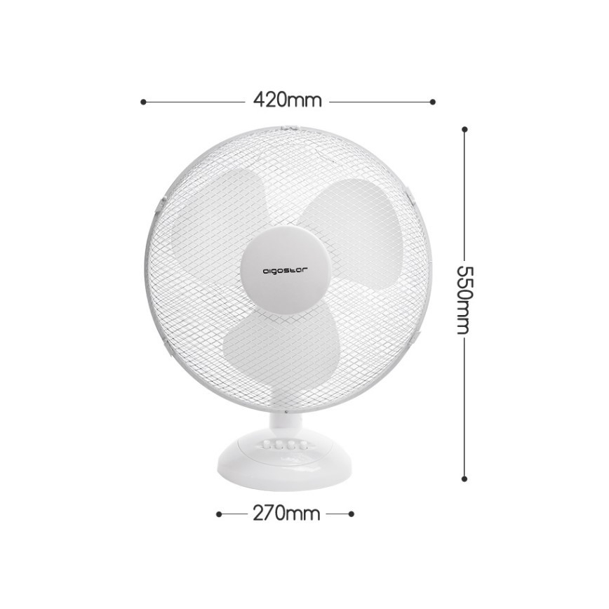 Aigostar - Ventilador de mesa 45W/230V 34 cm blanco