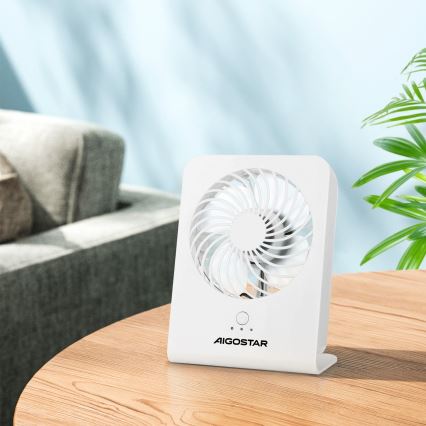 Aigostar - Ventilador de mesa 5W/5V blanco