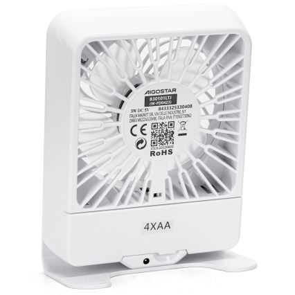 Aigostar - Ventilador de mesa 5W/5V blanco