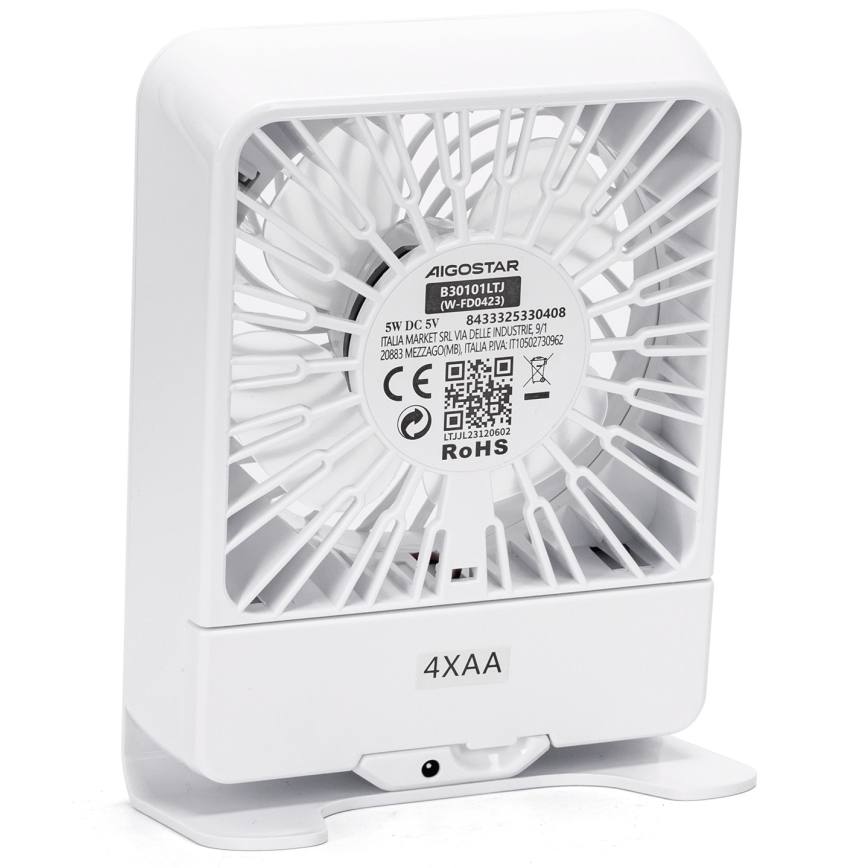 Aigostar - Ventilador de mesa 5W/5V blanco