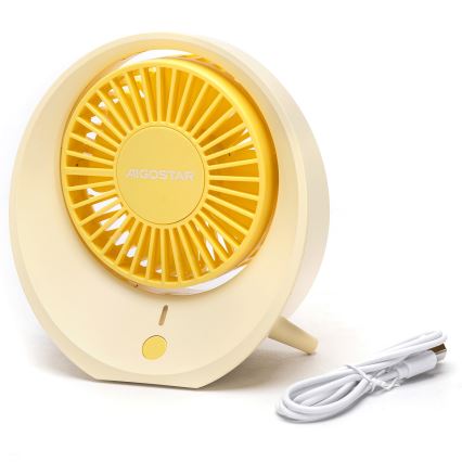 Aigostar - Ventilador de mesa recargable 3W/5V 1200mAh USB naranja