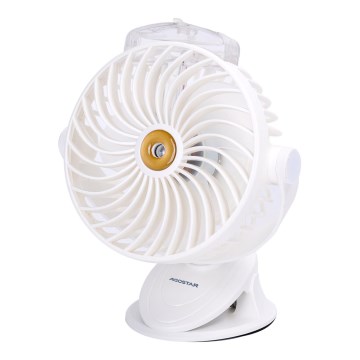 Aigostar - Ventilador de mesa recargable con clip 2W/5V 2400mAh USB blanco