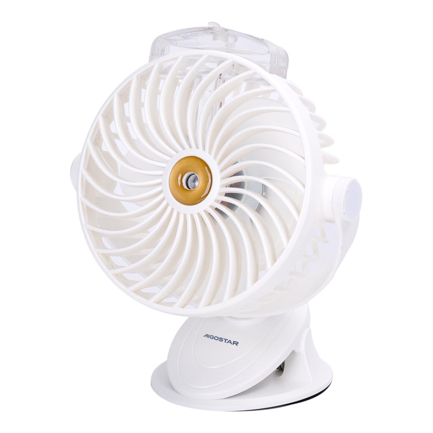 Aigostar - Ventilador de mesa recargable con clip 2W/5V 2400mAh USB blanco