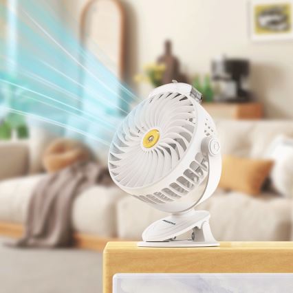 Aigostar - Ventilador de mesa recargable con clip 2W/5V 2400mAh USB blanco