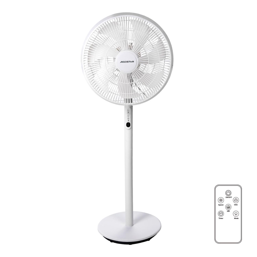 Aigostar - Ventilador de pie 2 en 1 45W/230V blanco + mando a distancia
