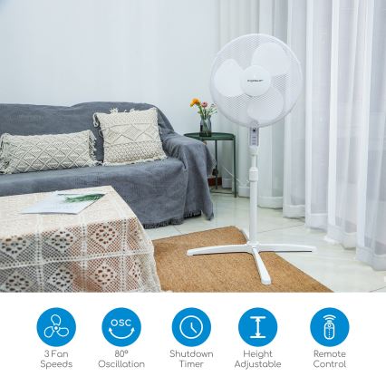 Aigostar - Ventilador de pie 40W/230V 120 cm blanco