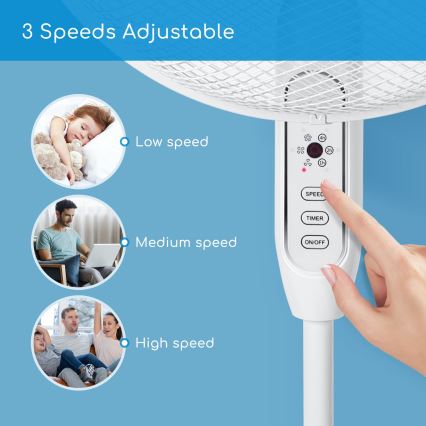 Aigostar - Ventilador de pie 40W/230V 120 cm blanco