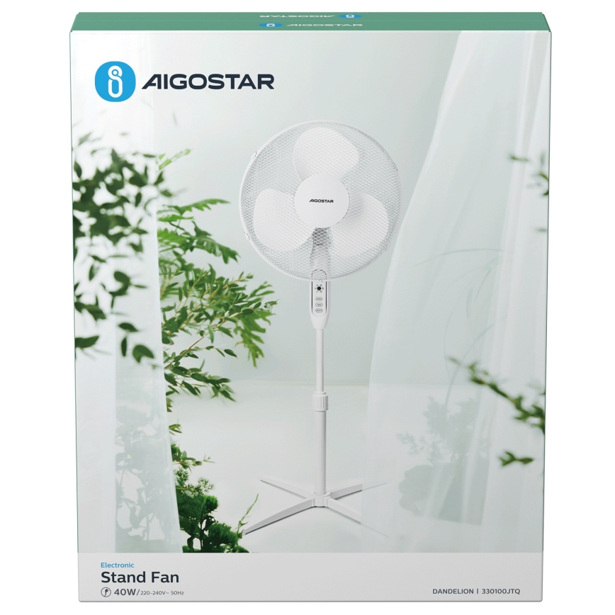 Aigostar - Ventilador de pie 40W/230V 120 cm blanco